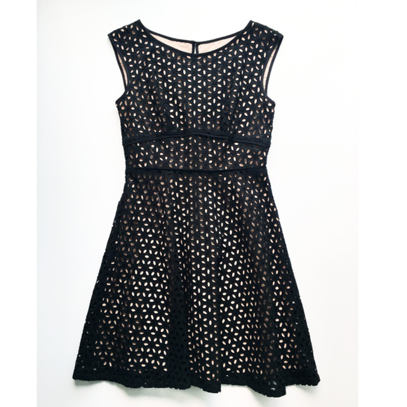 LOFT Dresses & Skirts - Ann Taylor LOFT Eyelet Dress in Black/Peach